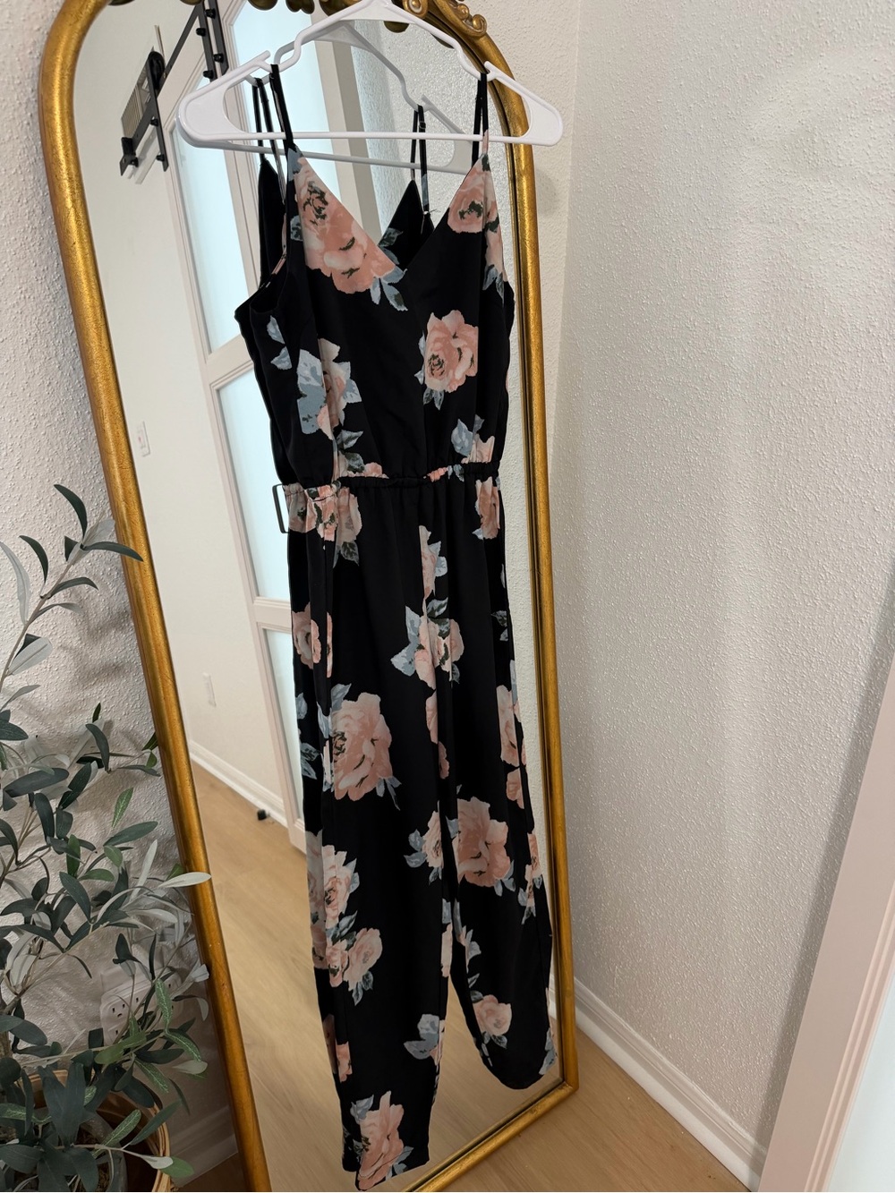 Forever 21 Black Maxi Dress with Blush Floral Print
